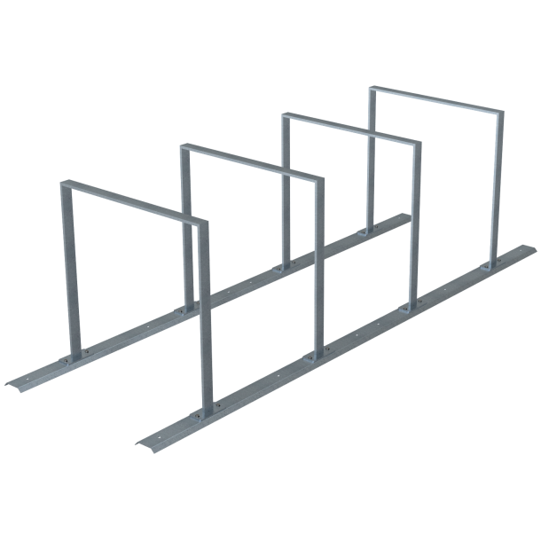 Bicycle rack - row arrangement | lean-on hoop made of steel tube 50 x 12 mm | hot-dip galvanized | for 4 bicycles